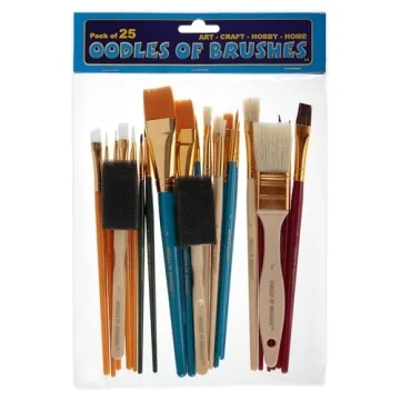 Oodles of Brushes Economical Art Brush Set of 25 - Balanced Assortment of Economical Brushes for Art...