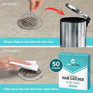 Aire Allure 50 Pack Disposable Shower Drain Hair Catcher