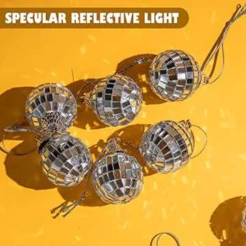 Wehhbtye 60PCS Disco Ball Ornament - 1.2 Inch Mirror Disco Ball 60s 70s Reflective Mirror Ball Christmas Tree Wedding Birthday Party Ball Ornaments