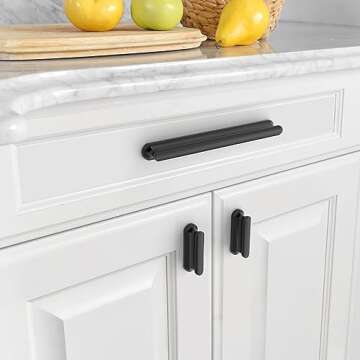 Asidrama 10 Pack 5 Inch(128mm) Matte Black Kitchen Cabinet Handles, Cabinet Pulls Kitchen Cabinet Ha...