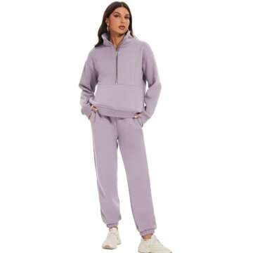 COZYPOIN Women's Sweatsuit Sets 2 Piece Fleece Outfit Half Zip Sweatshirt and Joggers Pants Tracksui...