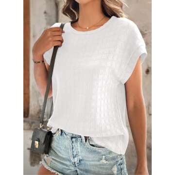 Dokotoo Casual T Shirts for Women Loose Fit Short Sleeve Tees Tops Basic Summer Solid Color Round Ne...