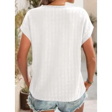 Dokotoo Casual T Shirts for Women Loose Fit Short Sleeve Tees Tops Basic Summer Solid Color Round Neck Cap Sleeve T-Shirts for Women Resort Wear for Women 2025 White XX-Large