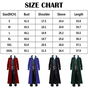 BITSEACOCO Mens Vintage Victorian Steampunk Jacket for Cosplay