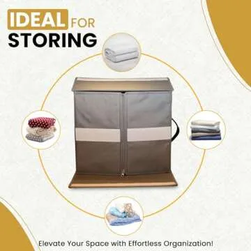 Foldable 2 Pack Tan Bed Sheet Organizers and Storage - Linen Closet Organizer W/Clear Window, Zipper & Label | Bedding Folder Storage Box Container W/Leather Handle for Comfort (Queen & King Size)