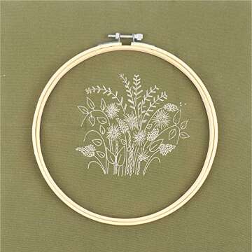 HaiMay 3 Sets Embroidery Starter Kit with Pattern and Instructions, Cross Stitch Kit Include 3 Embroidery Clothes with Floral Pattern, 3 Bamboo Embroidery Hoops, Color Threads and Tools