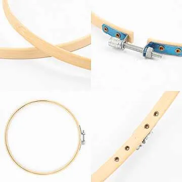 HaiMay 3 Sets Embroidery Starter Kit with Pattern and Instructions, Cross Stitch Kit Include 3 Embroidery Clothes with Floral Pattern, 3 Bamboo Embroidery Hoops, Color Threads and Tools