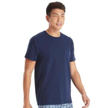 Hanes Men's T-Shirt 6-Pack - Moisture-Wicking Pocket Tees for Comfort and Style