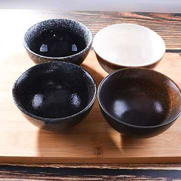 Japanese Style Rice Bowl Set of 4 Elegant Ceramic Bowls