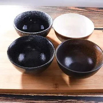Japanese Style Rice Bowl Set of 4 Elegant Ceramic Bowls