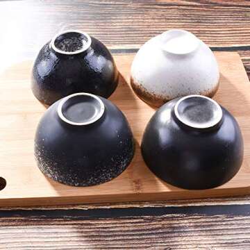 Japanese Style Rice Bowl Set of 4 Elegant Ceramic Bowls