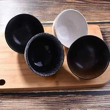 Japanese Style Rice Bowl Set of 4 Elegant Ceramic Bowls