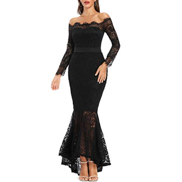 LALAGEN Women's Elegant Floral Lace Off Shoulder Mermaid Dress
