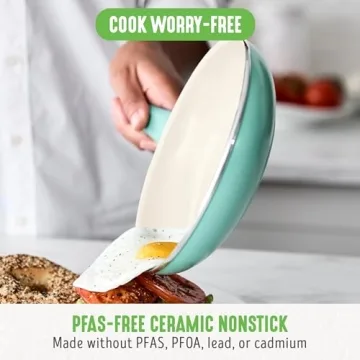 GreenLife Soft Grip Healthy Ceramic Nonstick 7" and 10" Frying Pan Set, PFAS & PFOA-Free, Dishwasher Safe, Egg Omelet Skillet, Cookware for Easy Cooking, Non-Stick Kitchen Essentials, Turquoise