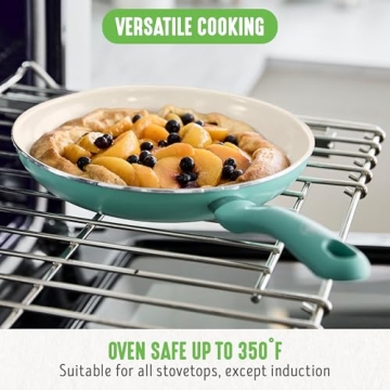 GreenLife Soft Grip Healthy Ceramic Nonstick 7" and 10" Frying Pan Set, PFAS & PFOA-Free, Dishwasher Safe, Egg Omelet Skillet, Cookware for Easy Cooking, Non-Stick Kitchen Essentials, Turquoise
