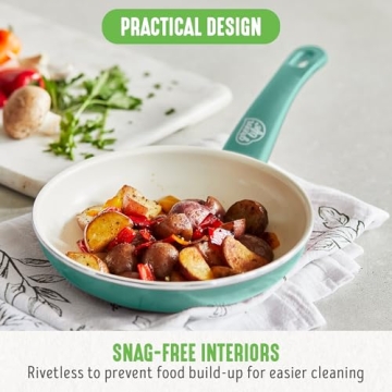 GreenLife Soft Grip Healthy Ceramic Nonstick 7" and 10" Frying Pan Set, PFAS & PFOA-Free, Dishwasher Safe, Egg Omelet Skillet, Cookware for Easy Cooking, Non-Stick Kitchen Essentials, Turquoise