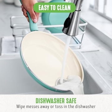 GreenLife Soft Grip Healthy Ceramic Nonstick 7" and 10" Frying Pan Set, PFAS & PFOA-Free, Dishwasher Safe, Egg Omelet Skillet, Cookware for Easy Cooking, Non-Stick Kitchen Essentials, Turquoise