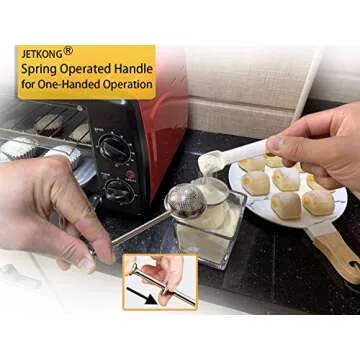 JETKONG Powdered Sugar Shaker Duster Flour Dispenser Shaker with 18/8 Stainless Steel Spring-operated Handle for Sugar Flour and Spices