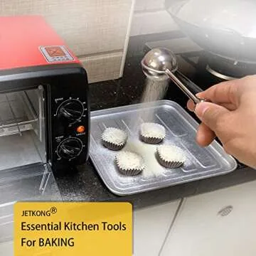 JETKONG Powdered Sugar Shaker Duster Flour Dispenser Shaker with 18/8 Stainless Steel Spring-operated Handle for Sugar Flour and Spices