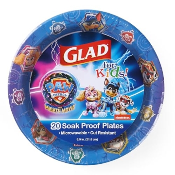 Glad for Kids PAW Patrol Shields Design 8.5” Paper Plates | Celebrate with Fun, Durable Plates!