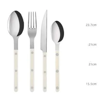 GOODJAYVEN Silverware Flatware Set, 4/16-Piece Stainless Steel Spoon Steak Cutlery Set (Green,4Set-1...