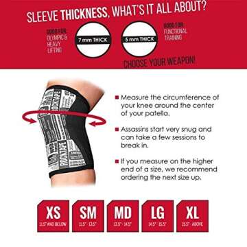 Rocktape Assassins Knee Compression Sleeves, Knee Brace for Weightlifting, Cross Training & Working ...