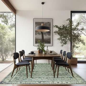 BILEEHOME 6x9 Faux Wool Area Rug - Washable Floral Carpet