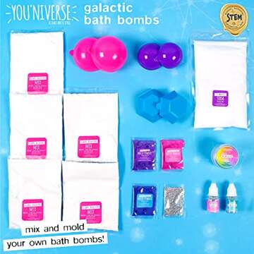 Just My Style You*niverse Galactic Bath Bombs, at-Home STEAM Kits for Kids Age 6 and Up, Bath Time F...