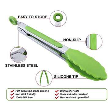 SELPONT 7-inch Mini Silicone Serving Tongs for Kitchen