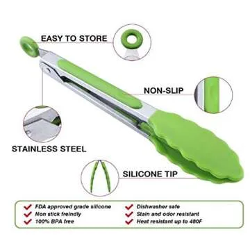 SELPONT 7-inch Mini Silicone Serving Tongs for Kitchen