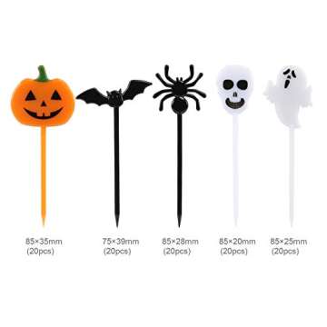 100 PCS Halloween Picks Plastic Halloween Party Cupcake Toppers Halloween Appetizer Picks