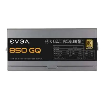 EVGA 850 GQ, 80+ GOLD 850W, Semi Modular, EVGA ECO Mode, 5 Year Warranty, Power Supply 210-GQ-0850-V1,Black