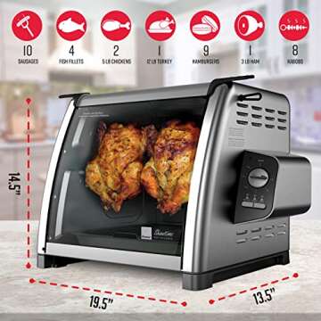 Ronco 5500 Series Rotisserie Oven, Stainless Steel Countertop Rotisserie Oven, 3 Cooking Functions: Rotisserie, Sear and No Heat Rotation, 12-Pound Capacity