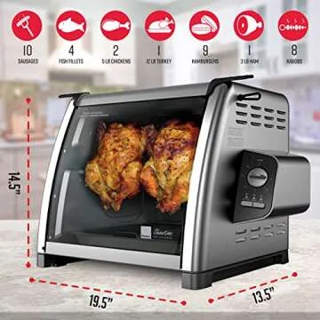 Ronco 5500 Series Rotisserie Oven, Stainless Steel Countertop Rotisserie Oven, 3 Cooking Functions: Rotisserie, Sear and No Heat Rotation, 12-Pound Capacity