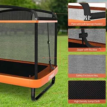 GYMAX 6FT Kids Trampoline with Swing, ASTM Approved Rectangle Recreational Trampoline with Enclosure Safety Net, Indoor/Outdoor Baby Toddler Play Combo Bounce, Birthday for Boy & Girl (Orange)