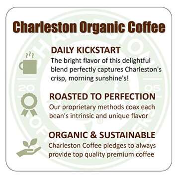 Charleston Coffee Roasters | Specialty Organic Ground Coffee | Hand Picked Premium Slow Roast 12oz