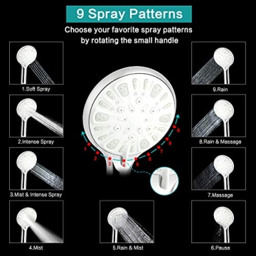 Tudoccy 8" High Pressure Rainfall Shower Head Combo
