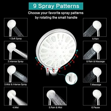 Tudoccy 8" High Pressure Rainfall Shower Head Combo