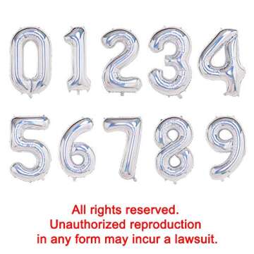 Laser Silver 5 Balloons,40 Inch Birthday Foil Balloon Party Decorations Supplies Helium Mylar Digital Balloons (Laser Silver Number 5)