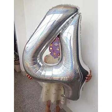 Laser Silver 40 Inch Number 5 Foil Balloon for Parties