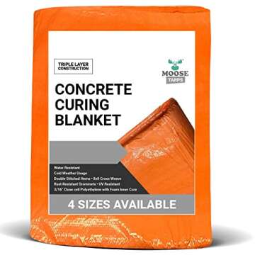 Moose Supply Concrete Curing Blanket Cover - Heavy Duty PE Coated Woven Insulated Foam Core for Ceme...
