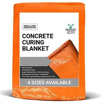 Moose Supply Concrete Curing Blanket Cover - Heavy Duty PE Coated Woven Insulated Foam Core for Ceme...
