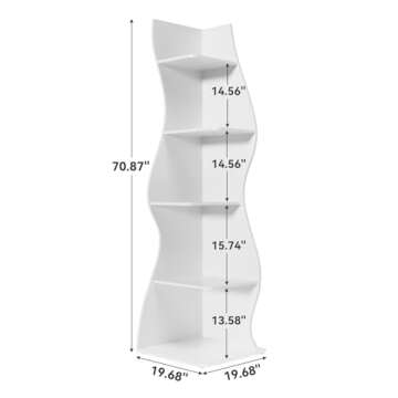 LITTLE TREE Small Corner Shelf, Modern 5-Tier Wall Corner Bookshelf, Stylish Bookcase Storage Rack for Small Space, Living Room, Bedroom