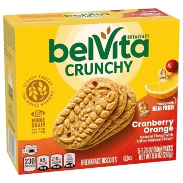 belVita Cranberry Orange Breakfast Biscuits, 20 Total Biscuits