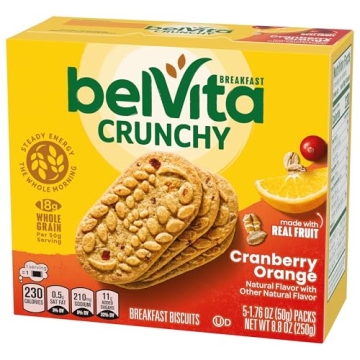 belVita Cranberry Orange Breakfast Biscuits, 20 Total Biscuits