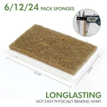 CELOX 12 Pack Coconut Fiber Biodegradable Sponges, Non Scratch Kitchen Cleaning Sponge, Eco-Friendly...