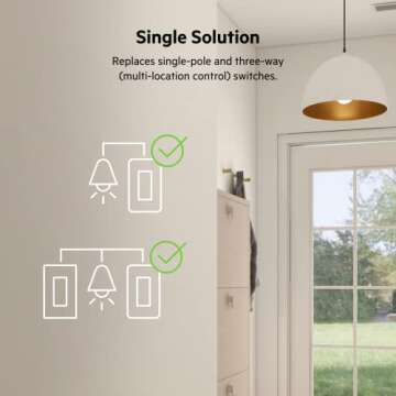 Wemo Smart Light Switch with Thread - Smart Switch for Apple HomeKit - 3 Way Switch Compatible - Smart Home Products, - Can only be used with Apple HomeKit, Apple Home App - Requires Neutral Wire