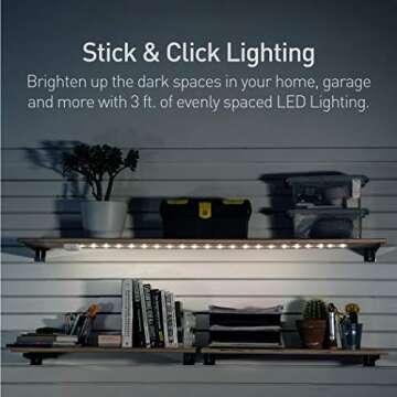 POWER PRACTICAL Luminoodle Under Cabinet Lighting - Click LED Light Strip for Shelves, Kitchen Cabin...