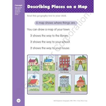 Evan-Moor Skill Sharpeners: Geography Grade K Student Edition Supplemental or homeschool Activity Book, Basic Map Skills