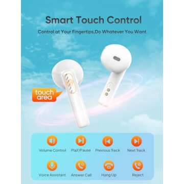 DazDalee Wireless Earbuds Bluetooth V5.3 Headphones 50H Playback Deep Bass Stereo Ear Buds with LED Power Display Charging Case IPX7 Waterproof Earphones with Mic Headset for Android/iOS Phones